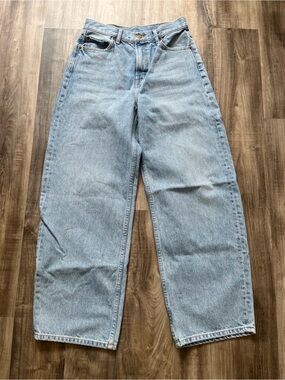B SIDES Barrel Leg Jeans Size 26 Light Wash High Rise Made in USA